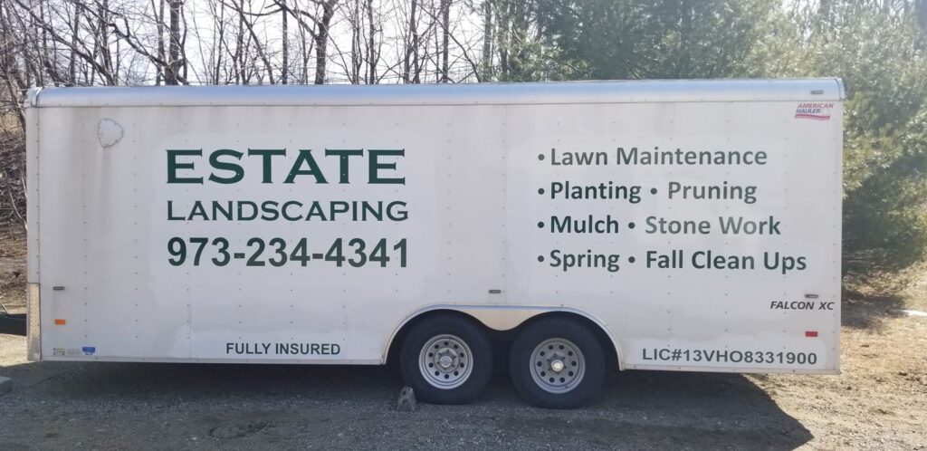 Estate Landscaping trailer lettering by My American Sign, Netcong NJ