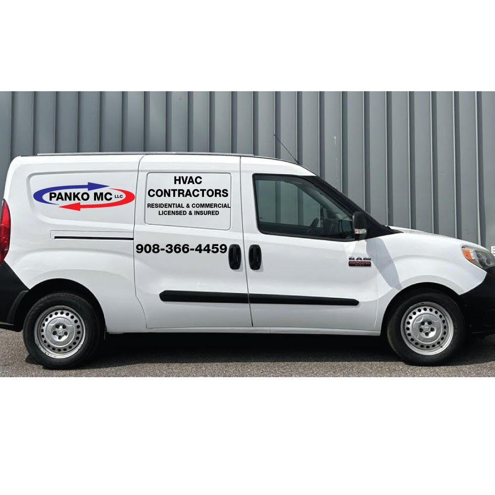Panko MC LLC van lettering design mock-up on a stock photo of a Ram ProMaster City, side view, by My American Sign