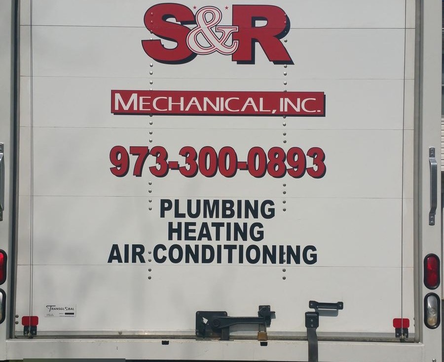 S&R Mechanical, Inc. lettering and phone number on the side of a white box truck
